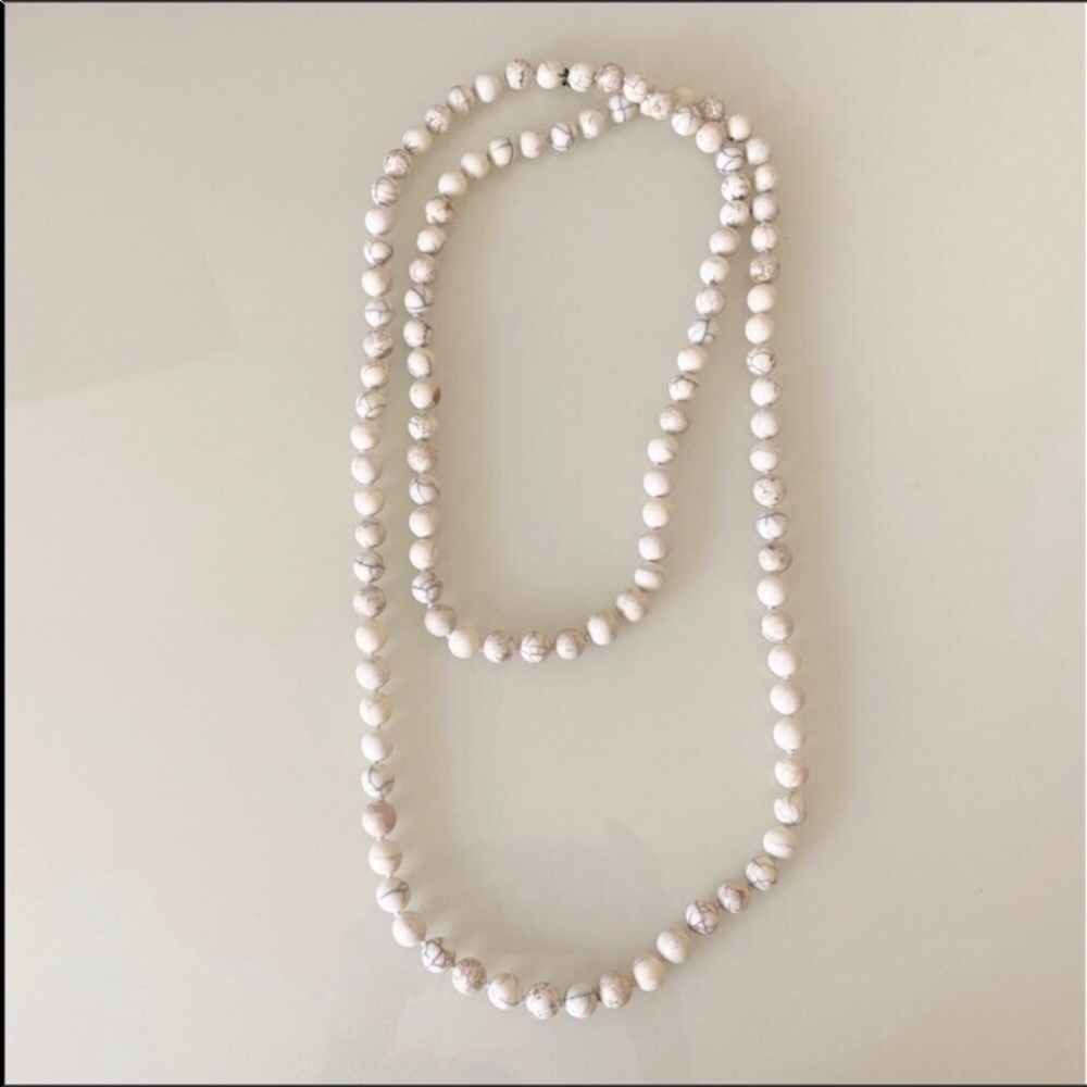 White Long Bead necklace